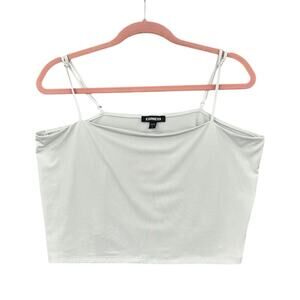 Express Grey Spaghetti Straps Off‎ Shoulder Cropped Cami Top Size Extra Large